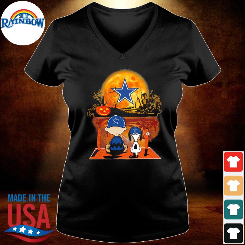 Official The Peanuts Charlie Brown And Snoopy Watching Moon Dallas Cowboys  Halloween Logo Shirt, hoodie, sweater, long sleeve and tank top