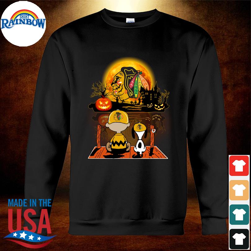 Snoopy and Charlie Brown Pumpkin Chicago Blackhawks Halloween Moon shirt,  hoodie, longsleeve tee, sweater