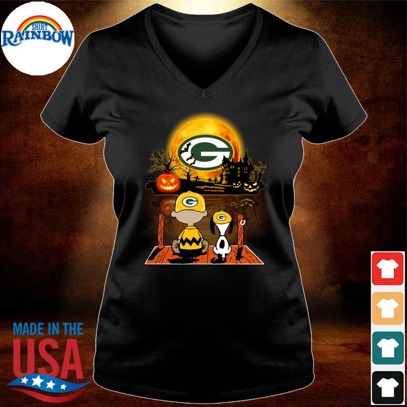 Snoopy And Charlie Brown Pumpkin Green Bay Packers Halloween Moon