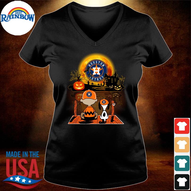 Snoopy and Charlie Brown Sit Under Moon Houston Astros Halloween 2023 T- shirt, hoodie, sweater, long sleeve and tank top