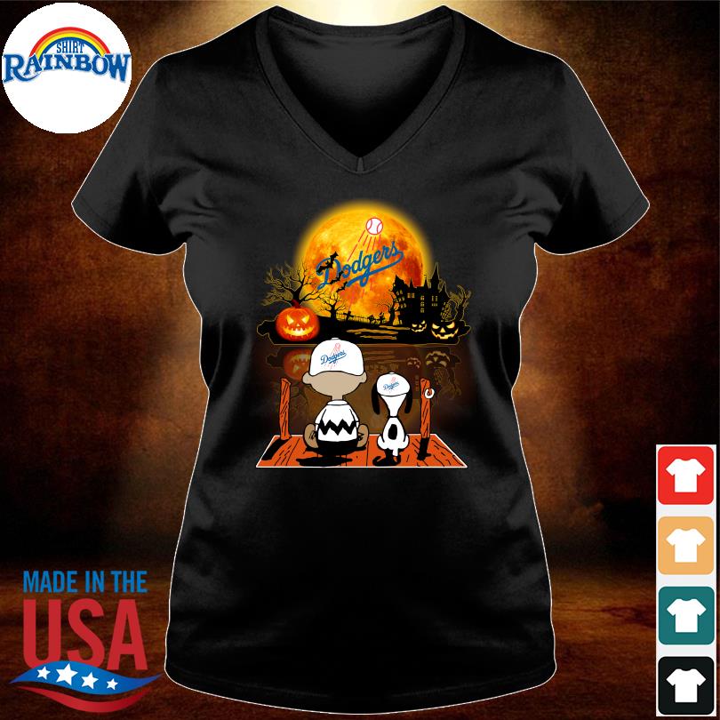 Snoopy with Charlie Brown under Moon Los Angeles Dodgers Halloween 2023  shirt, hoodie, sweater, long sleeve and tank top