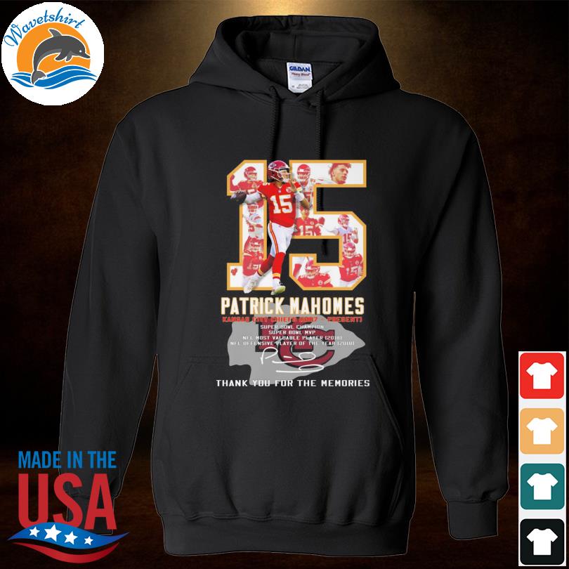 Premium Kansas City Chiefs 15 Patrick Mahomes thank you for the memories  signatures shirt, hoodie, sweater, long sleeve and tank top