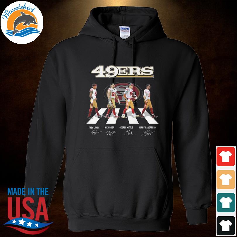 The San Francisco 49ers Trey Lance Nick Bosa George Kittle Jimmy Garoppolo  abbey road signatures shirt, hoodie, sweater, long sleeve and tank top