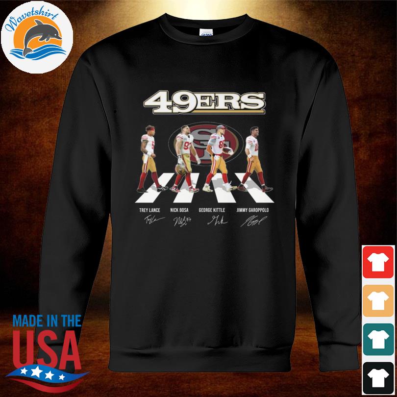 San Francisco 49ers Jimmy Garoppolo George Kittle Signatures Shirt,Sweater,  Hoodie, And Long Sleeved, Ladies, Tank Top