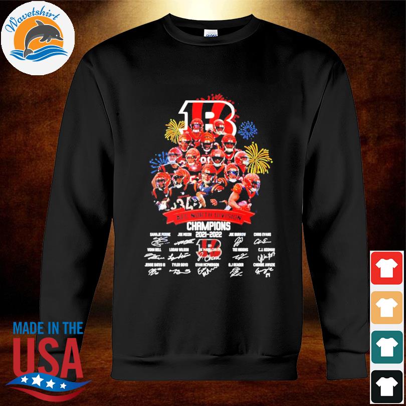 2022 cincinnati bengals team signature afc north division champions shirt,  hoodie, sweater, long sleeve and tank top