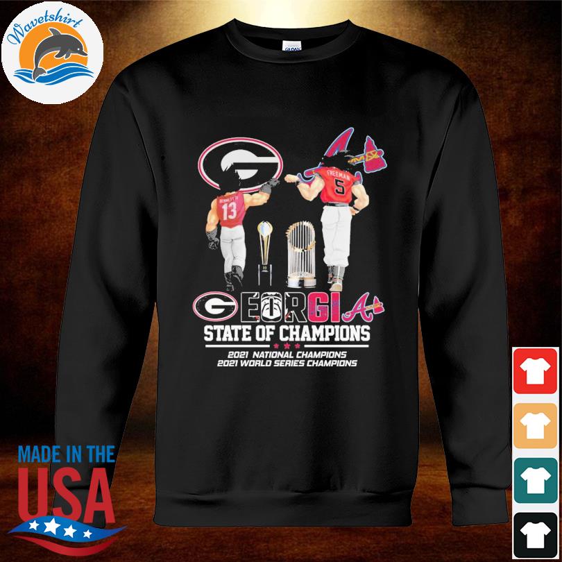 Georgia Bulldogs and Atlanta Braves JT Daniels and Freeman state of  champions Cartoon Shirt, hoodie, sweater, long sleeve and tank top