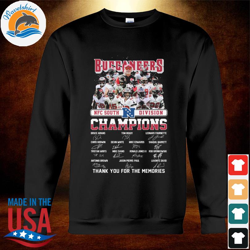 The Tampa Bay Buccaneers Nfc South Division 2021 Champions Signatures  Thanks Shirt, hoodie, sweater, long sleeve and tank top