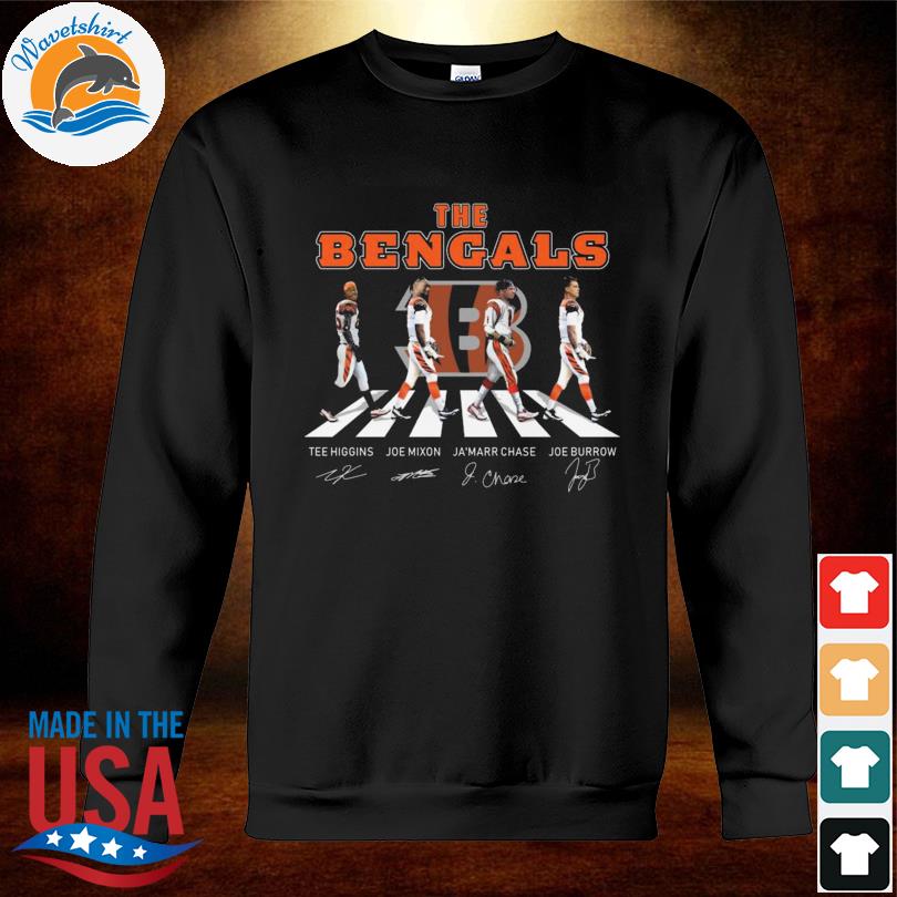 The Bengals Tee Higgins Joe Mixon Ja'marr Chase Joe Burrow Abbey Road  signatures shirt, hoodie, sweater, long sleeve and tank top