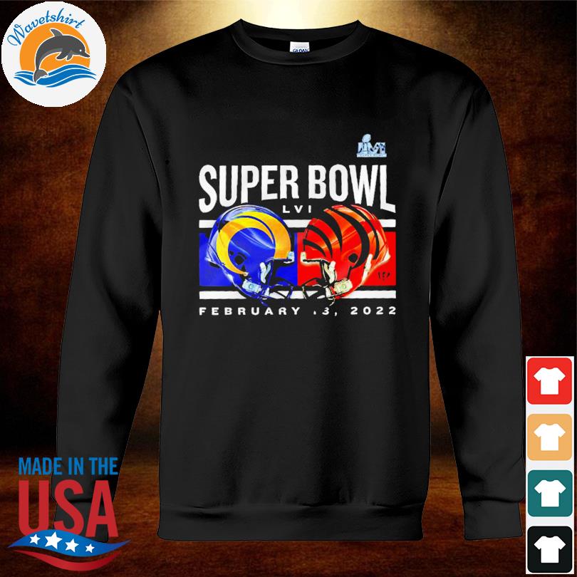 Cincinnati Bengals vs Los Angeles Rams Super Bowl LVI Dueling Helmets New  Design T-Shirt - REVER LAVIE