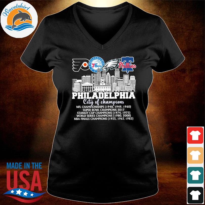 Original Philadelphia Eagles Phillies Flyers And 76ers City Of Champions T- shirt,Sweater, Hoodie, And Long Sleeved, Ladies, Tank Top