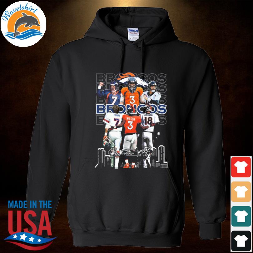 Denver broncos john elway russell wilson and peyton manning signatures shirt,  hoodie, sweater, long sleeve and tank top