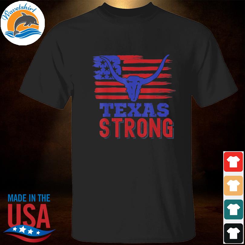 Texas strong American flag bull bullhorns shirt