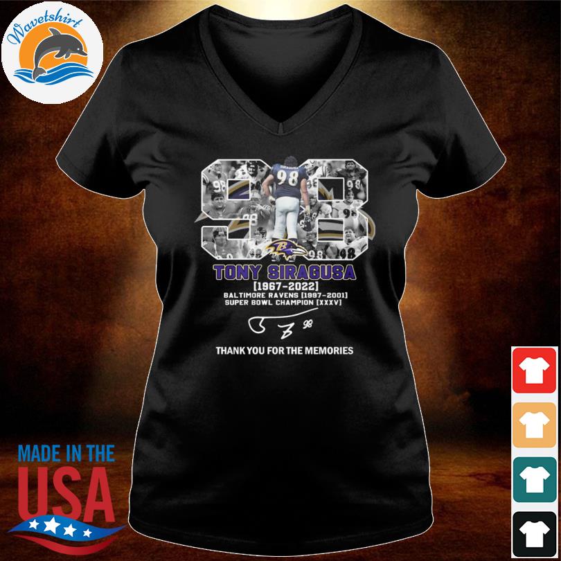 Baltimore Ravens Tony Siragusa 1967 2022 signature thank you for the  memories shirt, hoodie, sweater, long sleeve and tank top