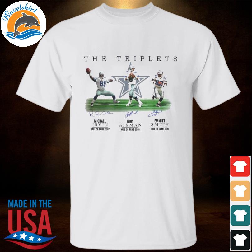 Official The triplets emmitt smith troy aikman and michael irvin T-shirt,  hoodie, tank top, sweater and long sleeve t-shirt