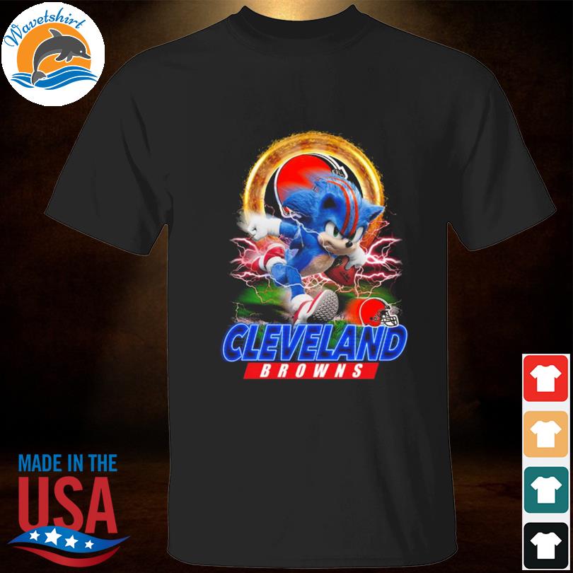 Ultra Sonic The Hedgehog Playing Rugby Football Cleveland Browns T