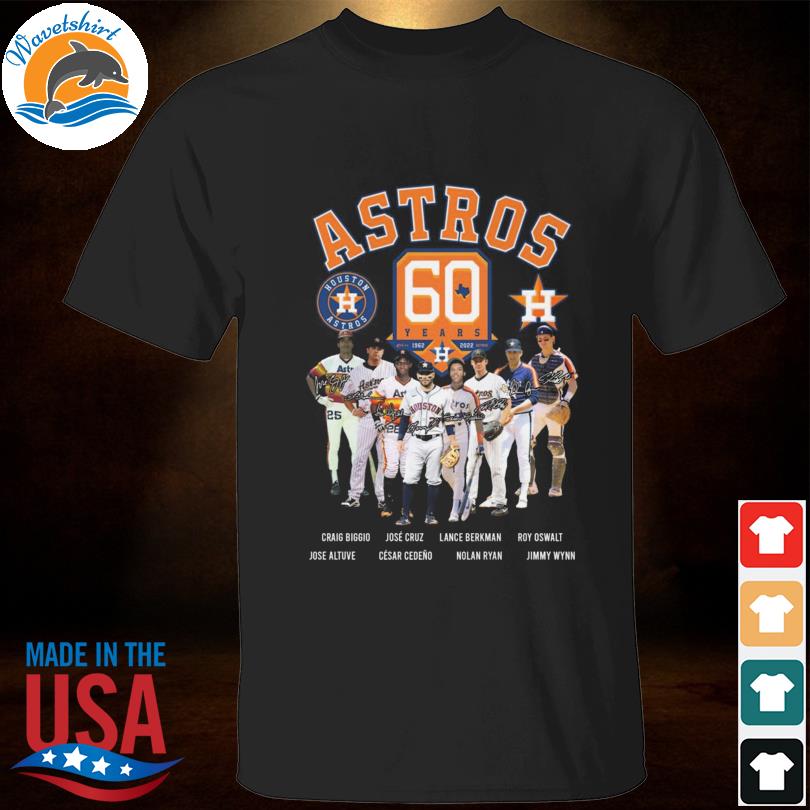Official Houston Astros team player 60 years 1962 2022 signatures shirt