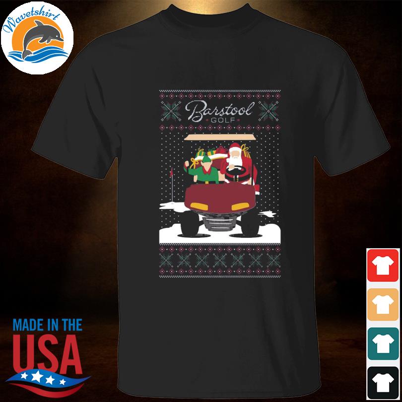 Barstool golf santa golf cart merry ugly Christmas sweater