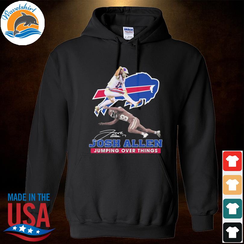 Buffalo Bills Josh Allen jump over a defender shirt, hoodie, sweater, long  sleeve and tank top