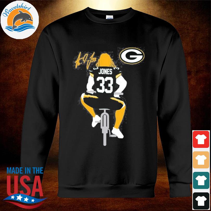 Aaron Jones Rides a bike signature shirt, hoodie, sweater, long