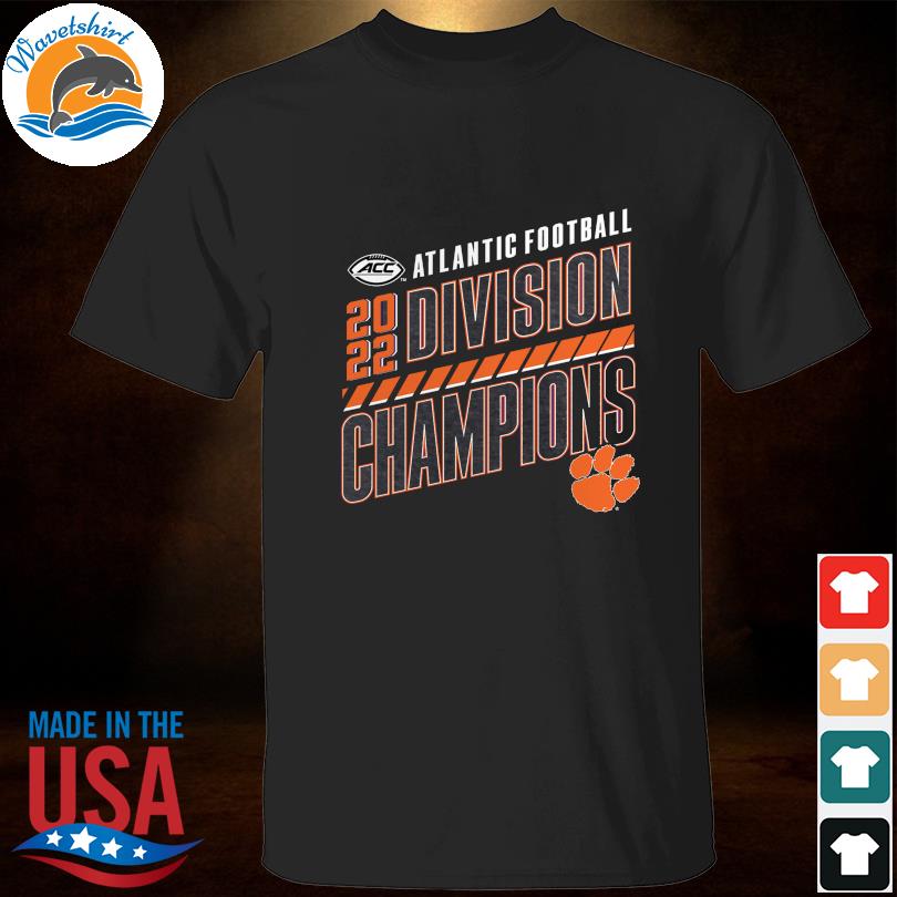 Official Clemson Tigers 2022 ACC Atlantic Division Football Champions Slanted Knockout T-Shirt
