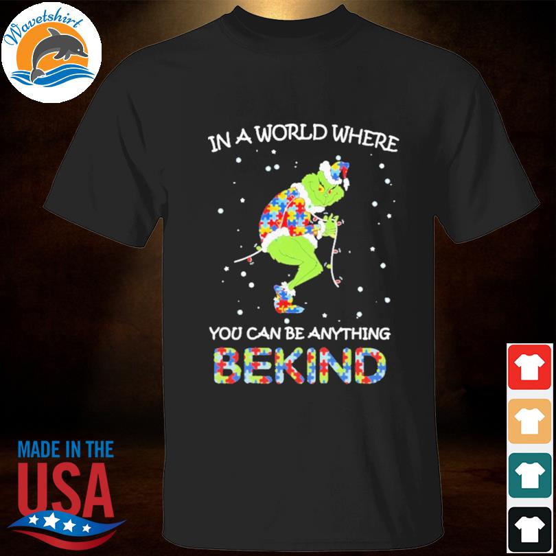 Santa grinch in a world where you can be anything be kind autism Christmas sweater