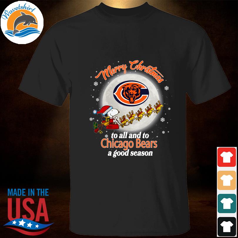 Santa snoopy and woodstock merry Christmas to all and to Chicago Bears a good season sweater