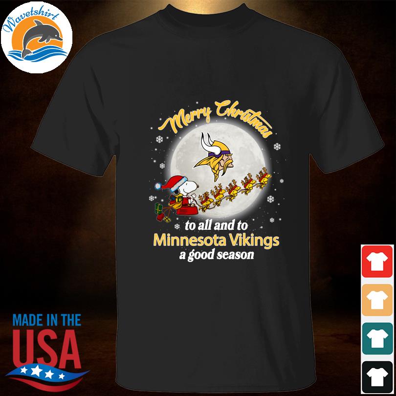 Santa snoopy and Woodstock merry Christmas to all and to minnesota viking a good season sweater