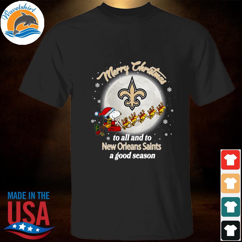 Santa snoopy and woodstock merry Christmas to all and to New Orleans Saints a good season sweater