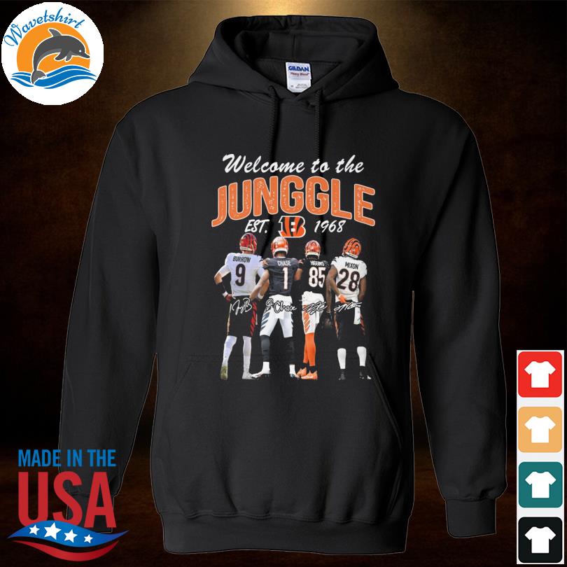 Cincinnati Bengals welcome to the jungle est 1968 signatures shirt, hoodie,  sweater, long sleeve and tank top