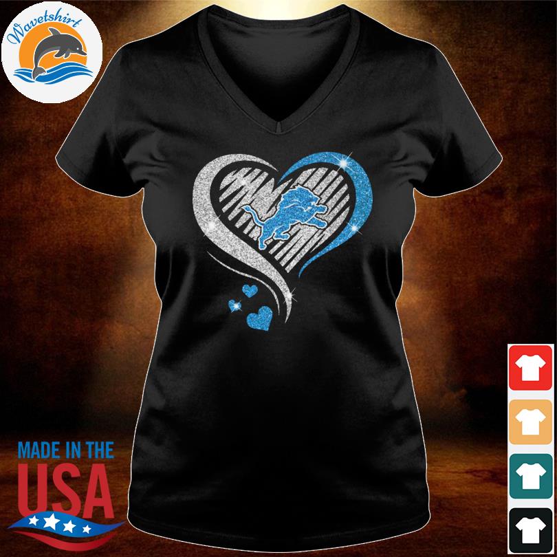 NEW FASHION 2023 Detroit Lions T-shirt graphic heart ECG line