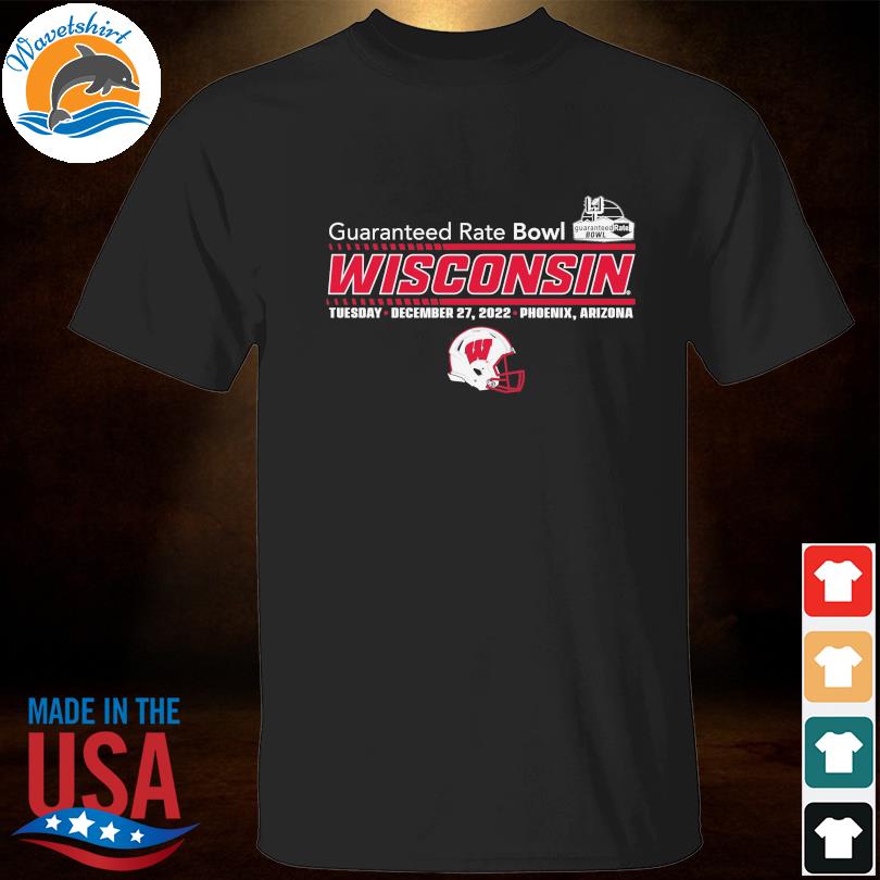 Guaranteed rate bowl 2022 wisconsin team helmet shirt