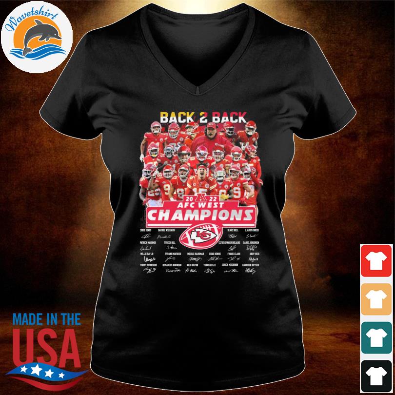 Kansas City Chiefs 2022 AFC West Champions Back to Back signatures shirt -  Dalatshirt