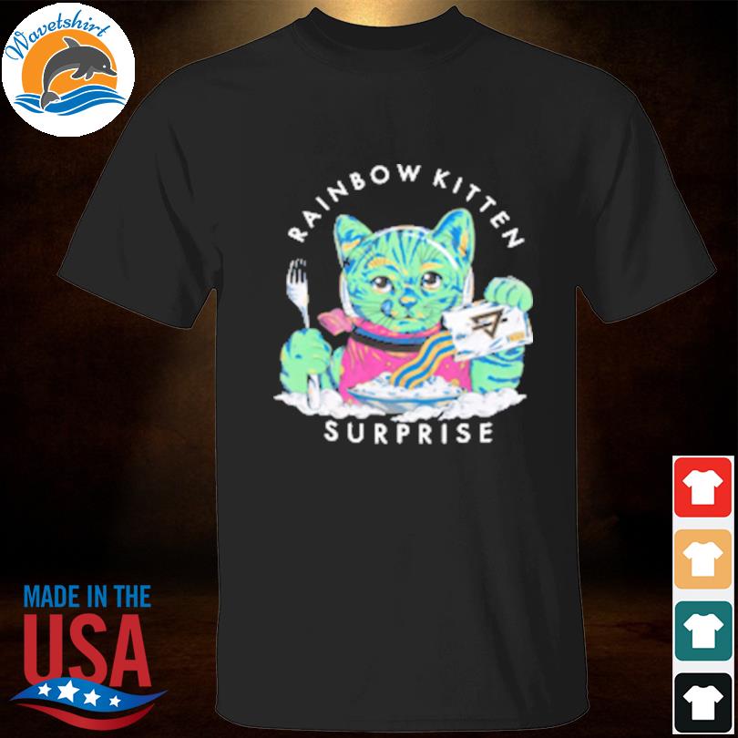 Rainbow kitten surprise space kitty breakfast shirt