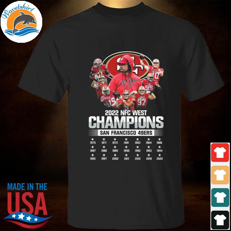 San Francisco 49ers team 2022 NFC West Division Champions signatures shirt,  hoodie, sweater, long sleeve and tank top