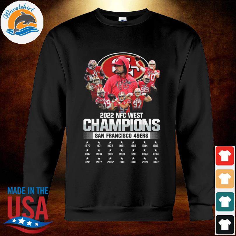 San Francisco 49ers team 2022 NFC West Division Champions signatures shirt,  hoodie, sweater, long sleeve and tank top