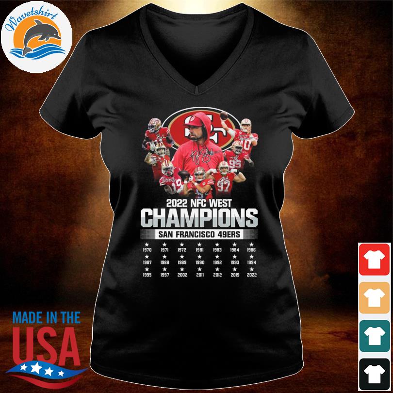 San Francisco 49ers team 2022 NFC West Division Champions signatures shirt,  hoodie, sweater, long sleeve and tank top