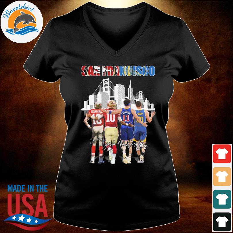 San Francisco 49ers Jimmy Garoppolo Joe Montana and Thompson Stephen Curry  signatures 2023 shirt, hoodie, sweater, long sleeve and tank top