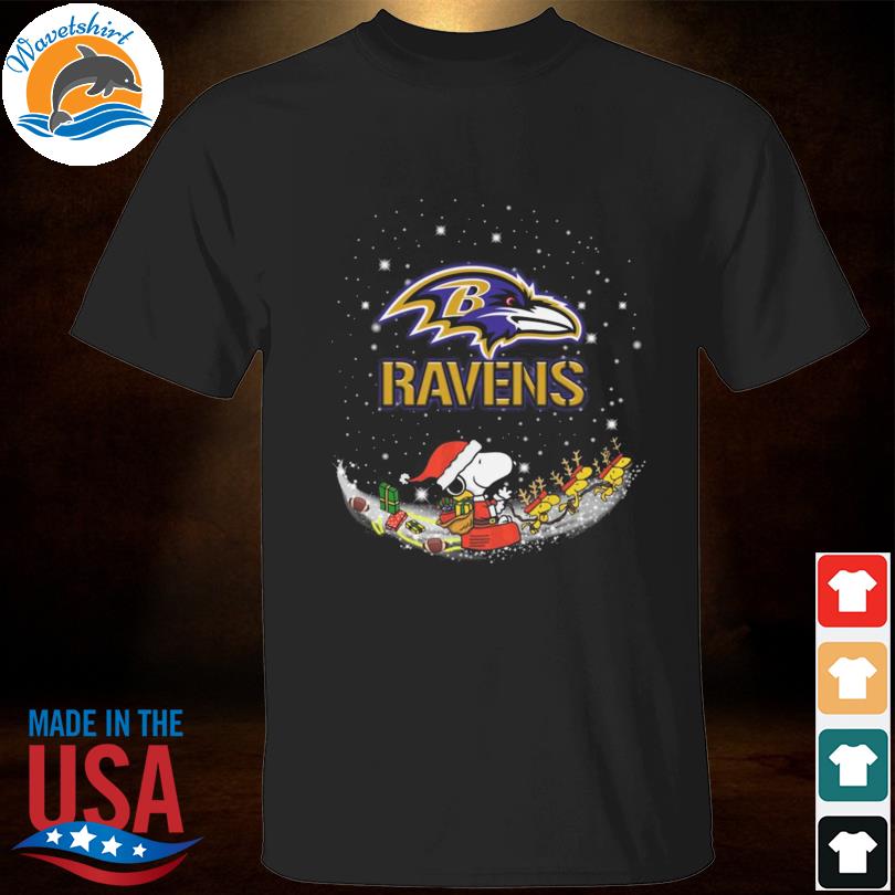 Santa Snoopy and Charlie Brown Baltimore Ravens 2022 merry christmas sweater