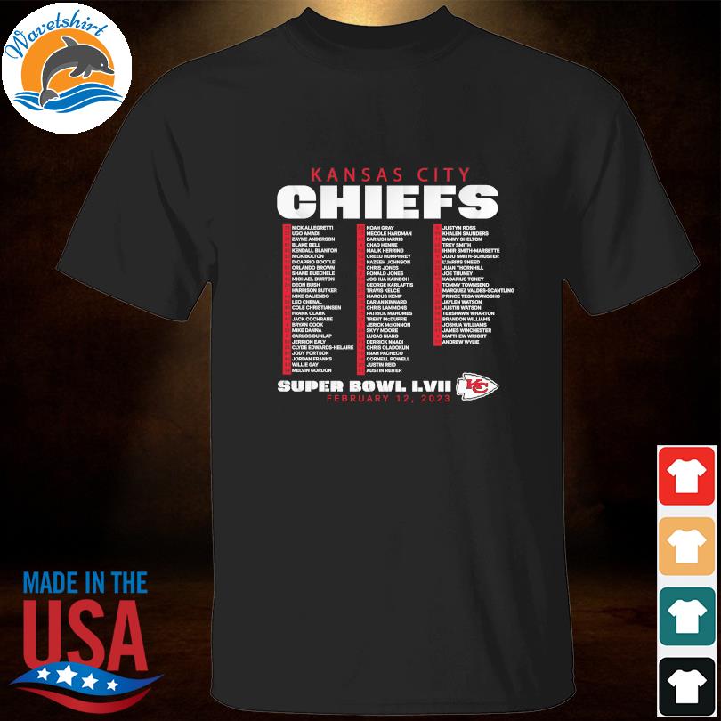 Youth Black Kansas City Chiefs Super Bowl LVII Roster T-Shirt