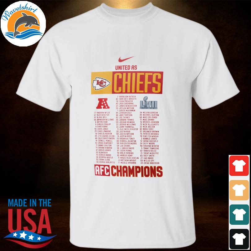 Men's Nike White Kansas City Chiefs 2022 AFC Champions Roster T-Shirt Size: Large