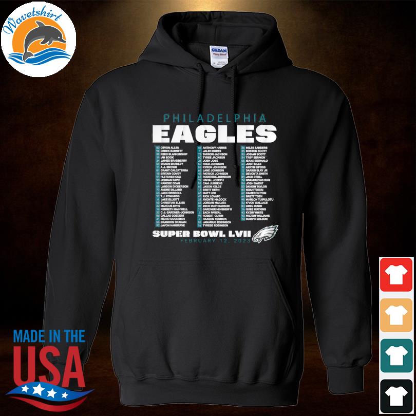 Philadelphia eagles super bowl lvii varsity roster shirt, hoodie,  longsleeve tee, sweater