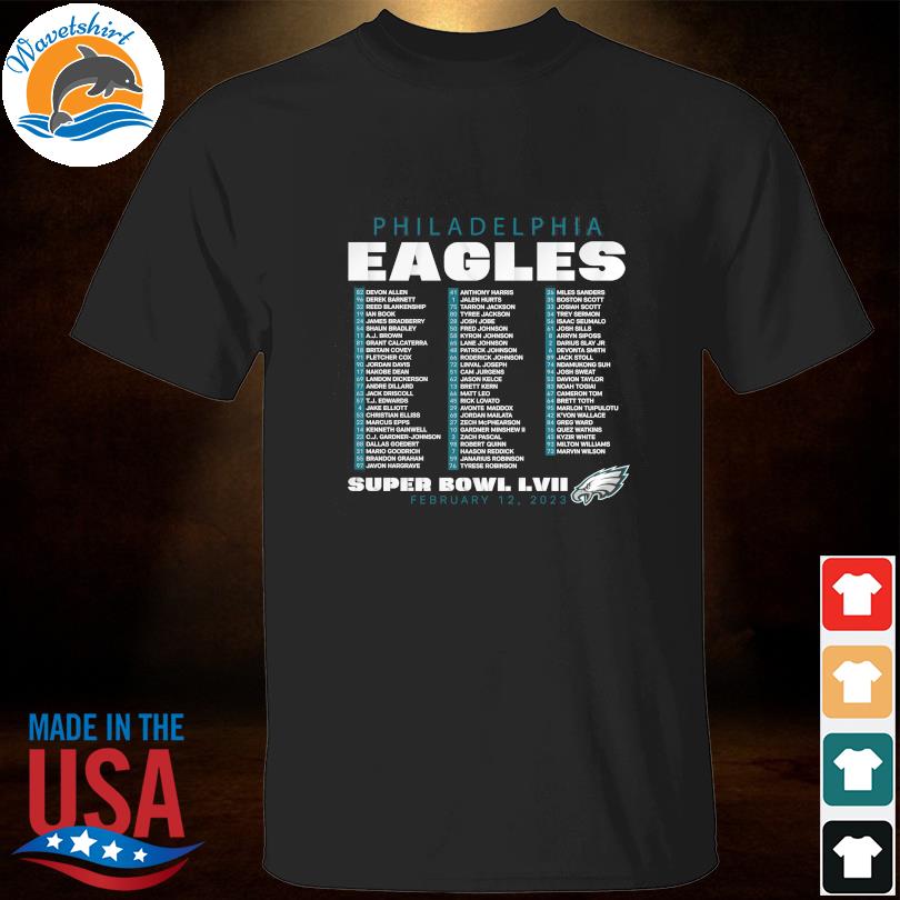 Philadelphia eagles super bowl lvii varsity roster February 12 2023 shirt