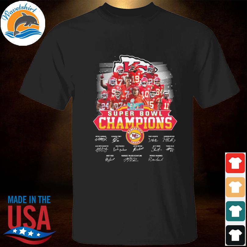 Kansas City Chiefs 2021 2022 Trophy Super Bowl Champions Signature T-Shirt  - REVER LAVIE