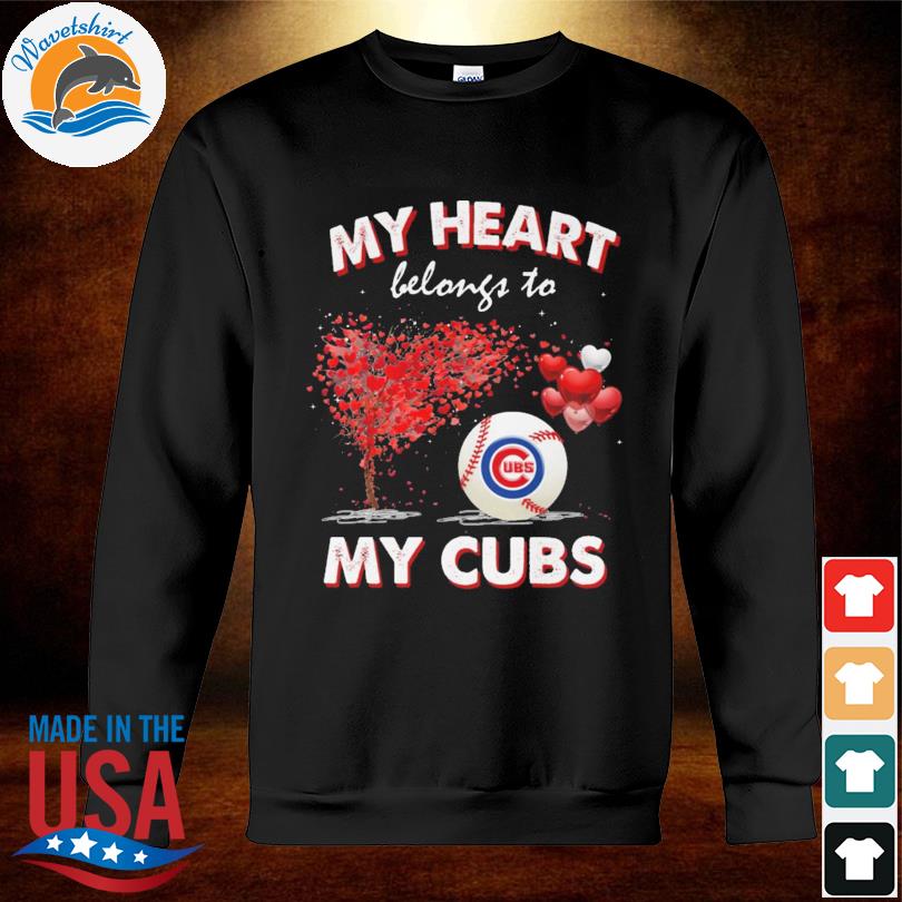 After9desi9ns My Heart Belongs to The Chicago Cubs Women's Shirt/Tank Top | Chicago Cubs Fan Love Tank Top/T-Shirt | Love Chicago Cubs Women's Shirt