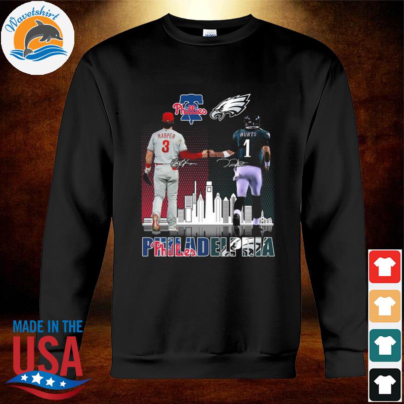 Awesome bryce Harper and Jalen Hurts Philadelphia sport team, Phillies and  Eagles signatures shirt, hoodie, sweater, long sleeve and tank top