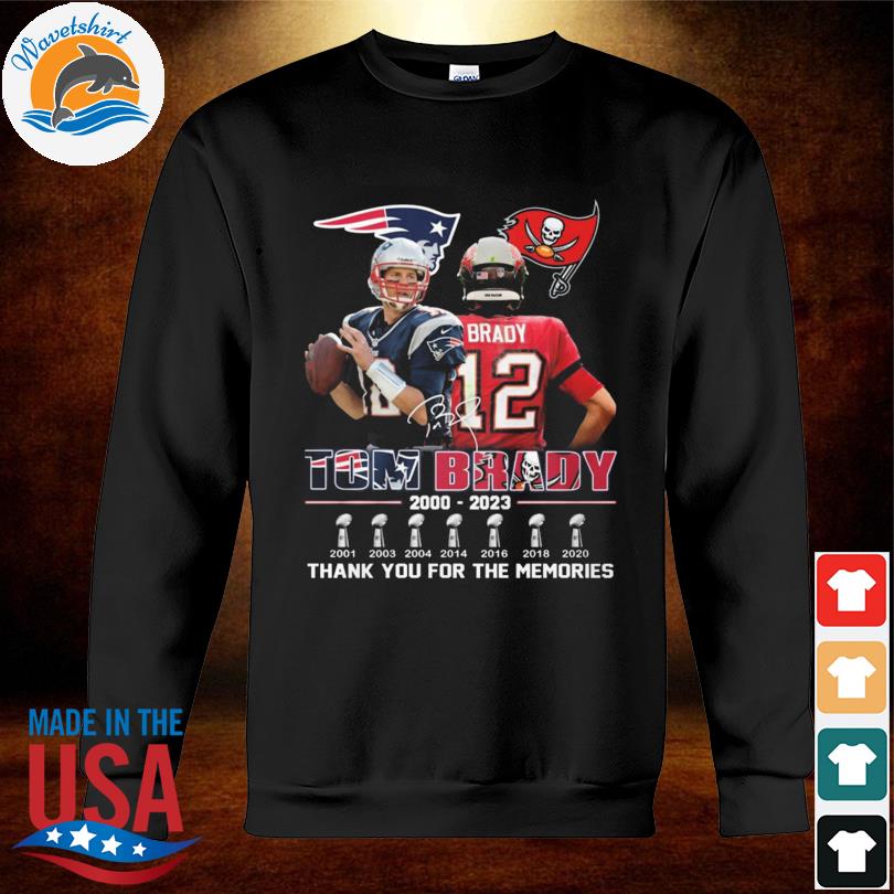 Tom brady 2000 2023 thank you for the memories signature shirt