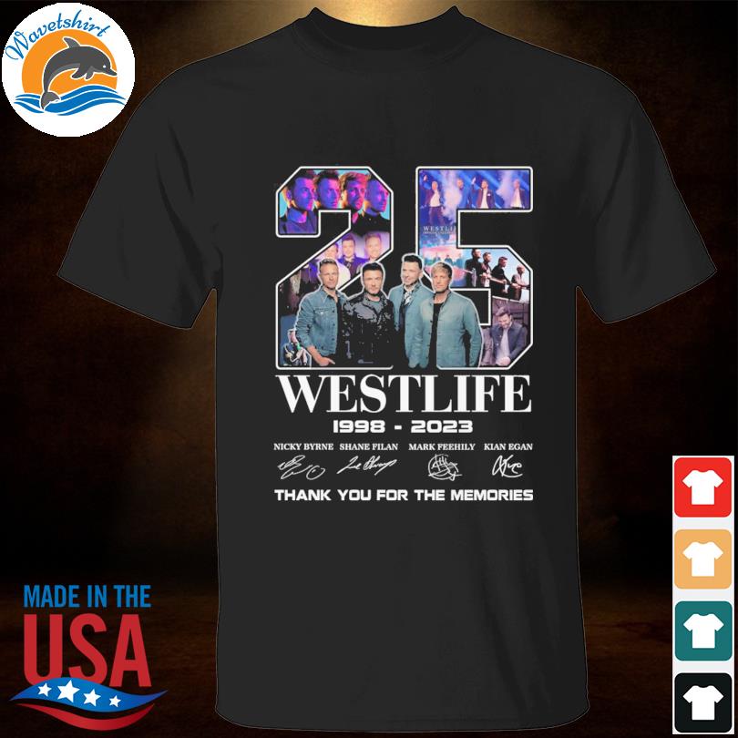 Westlife 25 years 1998 2023 thank you for the memories signatures shirt