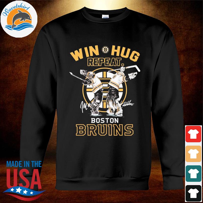 Official Jeremy Swayman And Linus Ullmark Win Hug Repeat Boston Bruins  signatures Shirt - teejeep