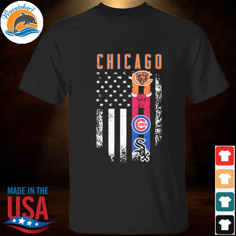 Chicago Sport Team Logo American Flag Shirt, hoodie, longsleeve