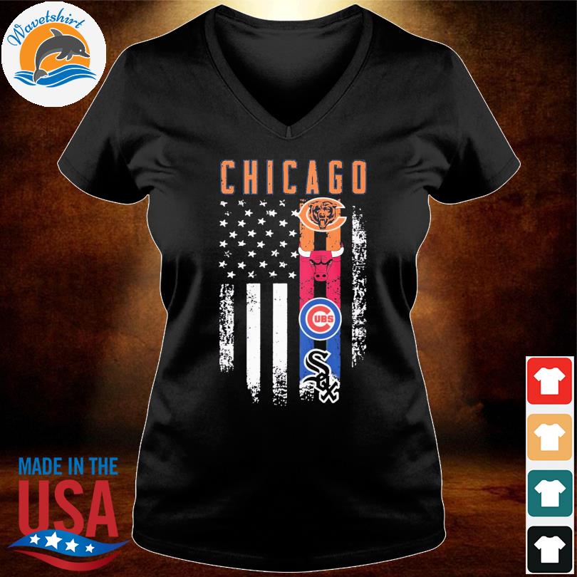 Chicago Sport Team Logo American Flag Shirt, hoodie, longsleeve